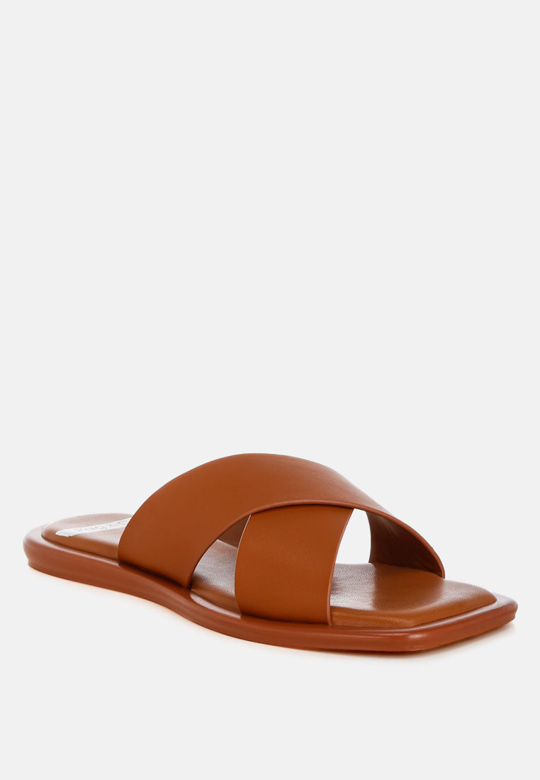 Shosa Genuine Leather Criss-Cross Flats-1