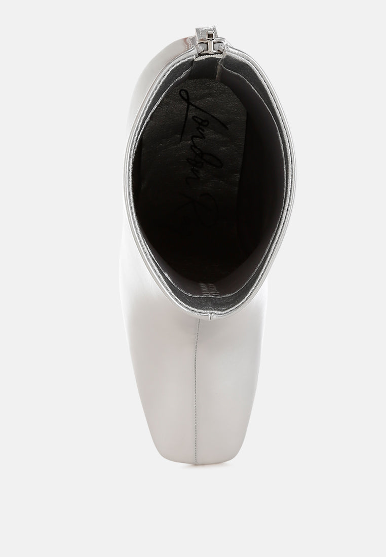 Simba Square Toe Metallic Ankle Boots-3