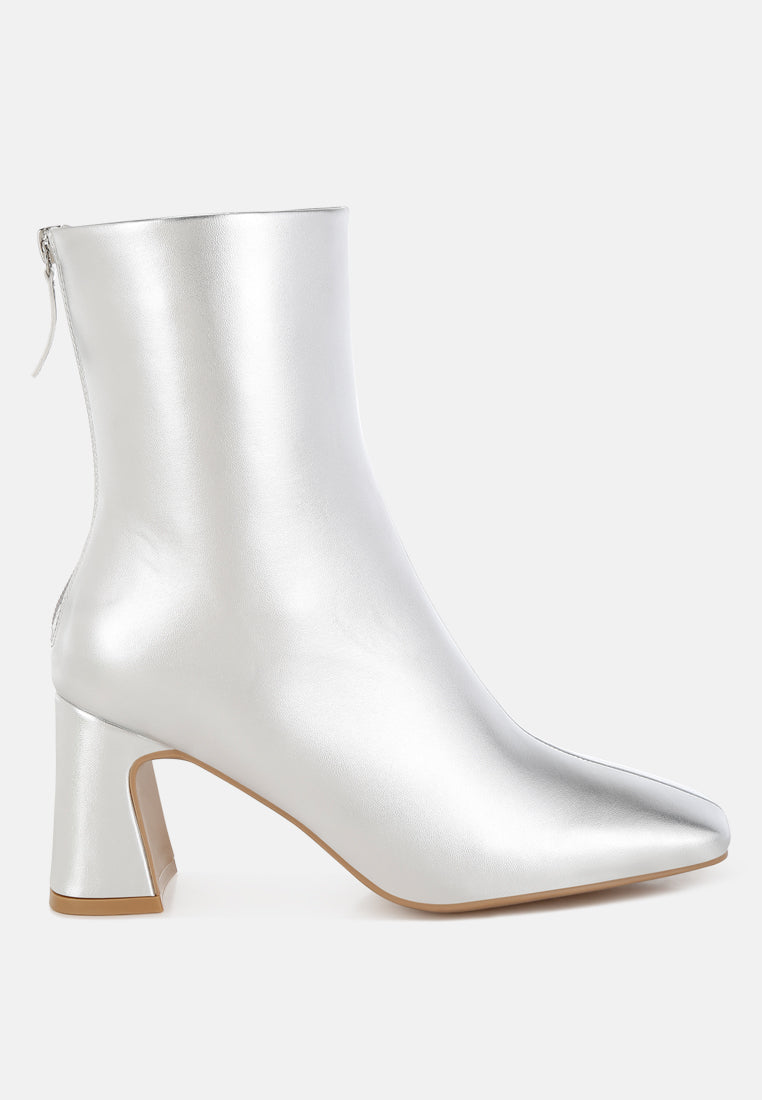 Simba Square Toe Metallic Ankle Boots-0