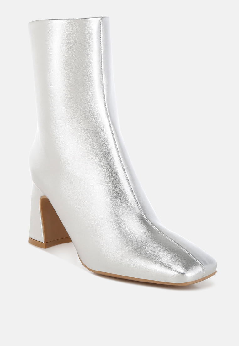 Simba Square Toe Metallic Ankle Boots-1