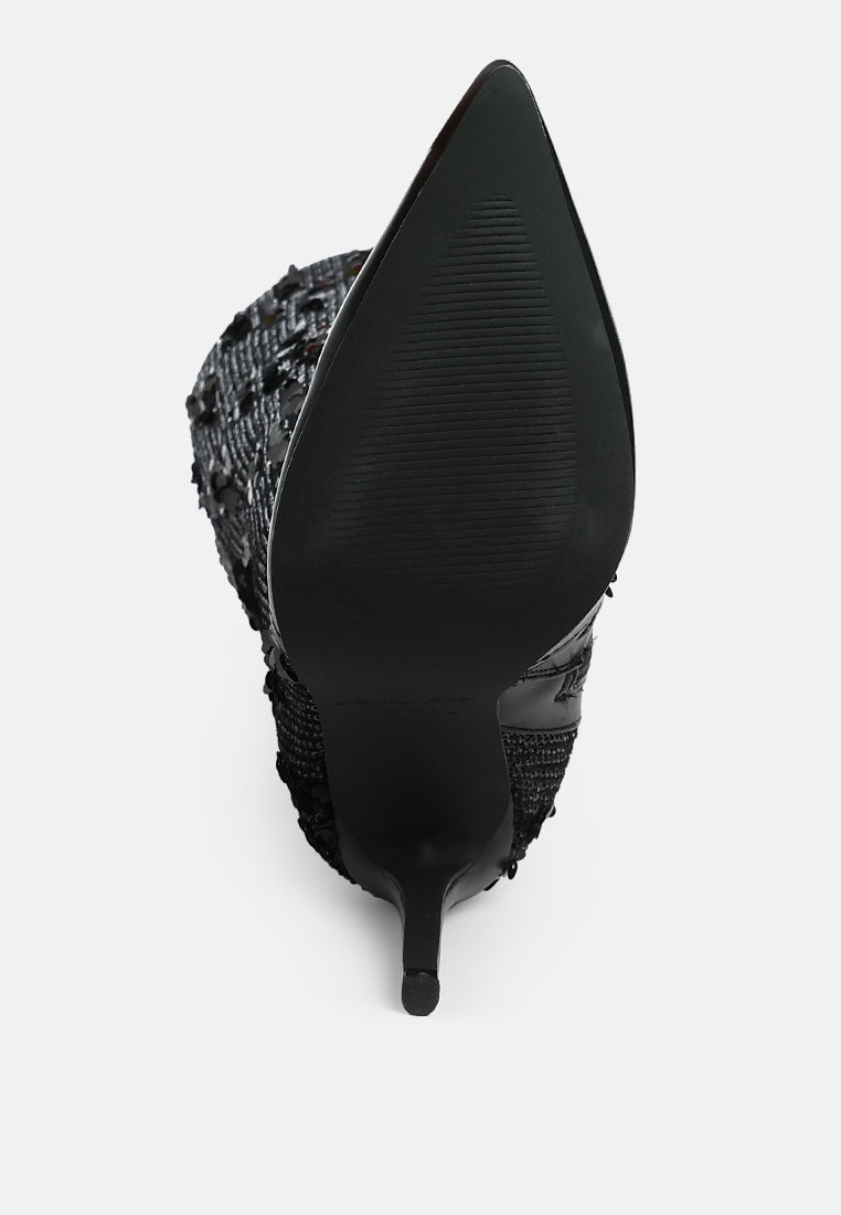 Sitarah Sequin Embellished Stiletto Long Boots-4