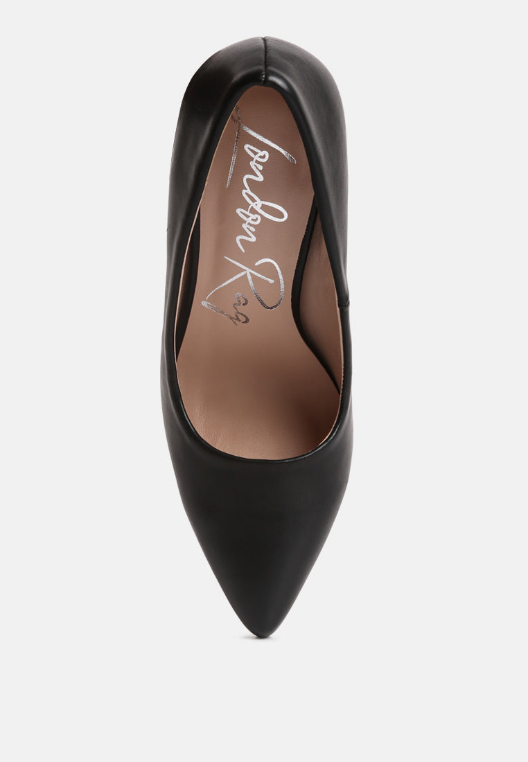 Zhuri Faux Leather Solid Block Heel Pumps-3
