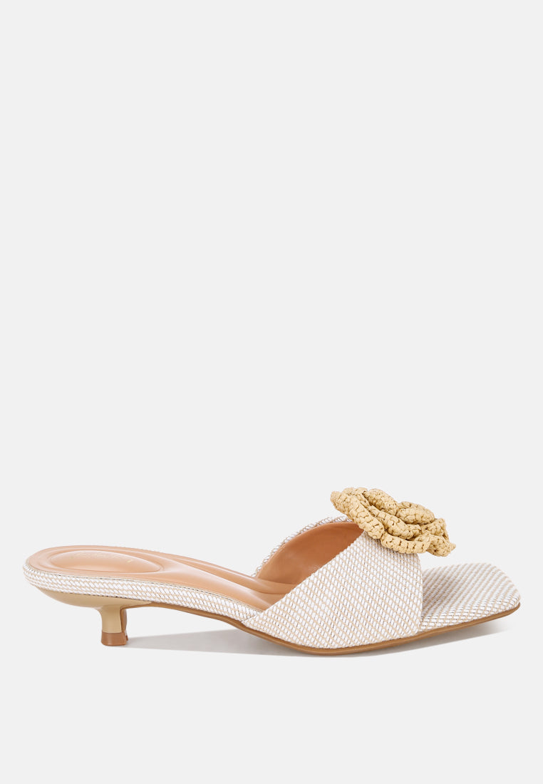 Sobhina Woven Floral Accent Kitten Heels-0