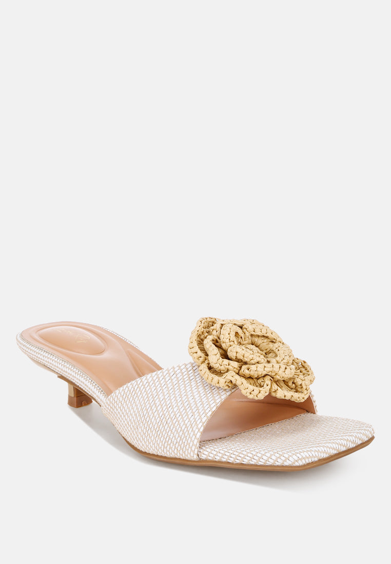 Sobhina Woven Floral Accent Kitten Heels-1