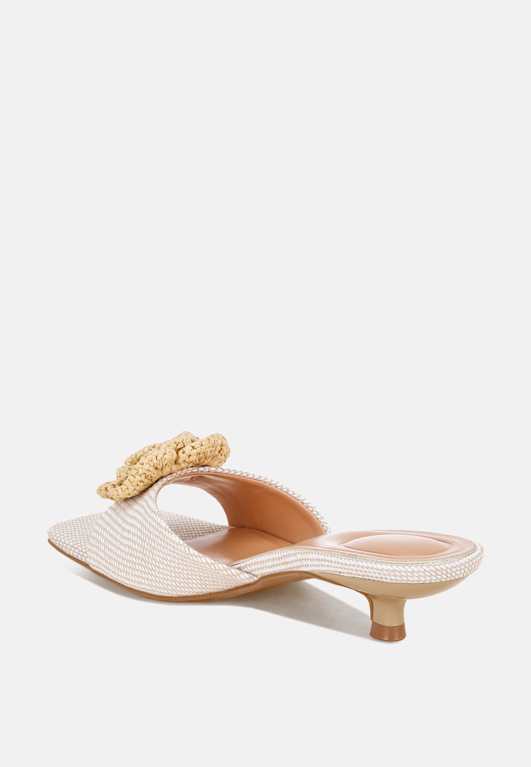 Sobhina Woven Floral Accent Kitten Heels-2
