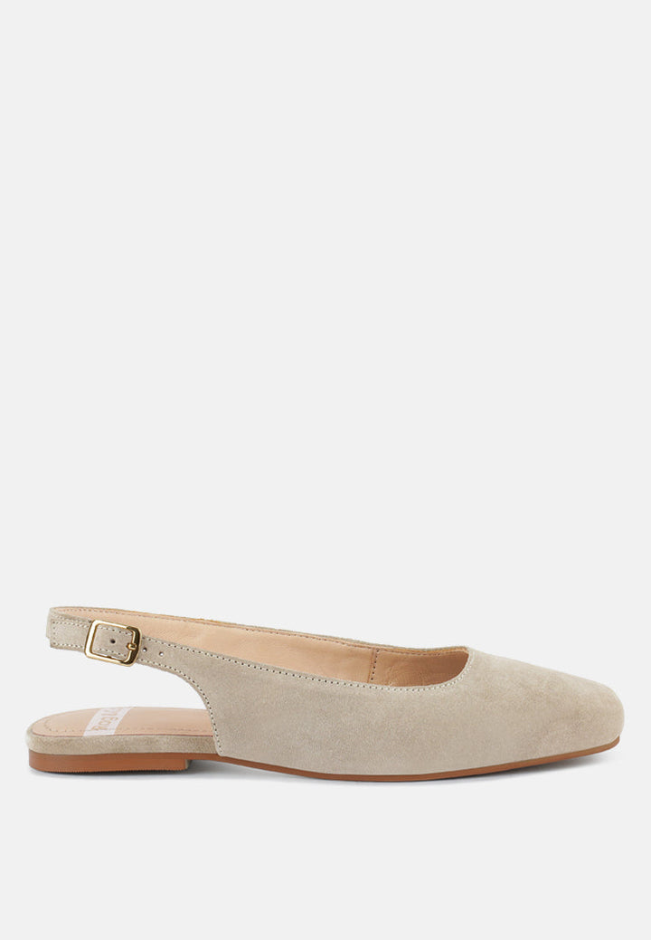 Sozani Genuine Suede Leather Slingback Flats-4