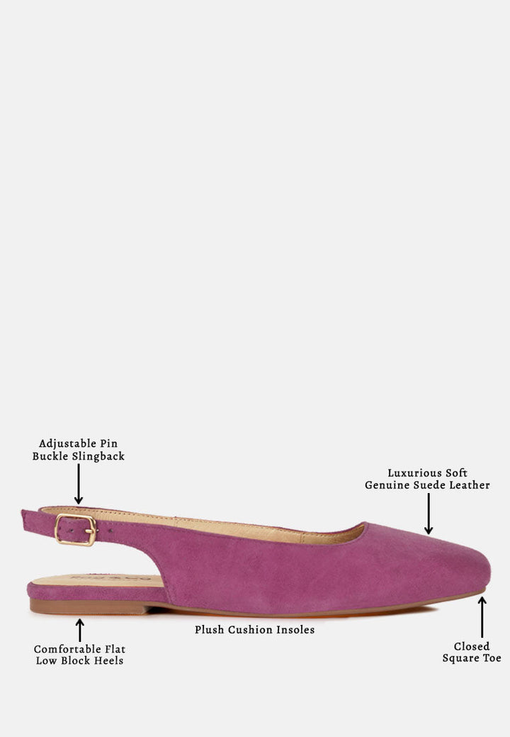 Sozani Genuine Suede Leather Slingback Flats-3