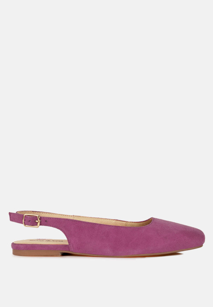 Sozani Genuine Suede Leather Slingback Flats-5