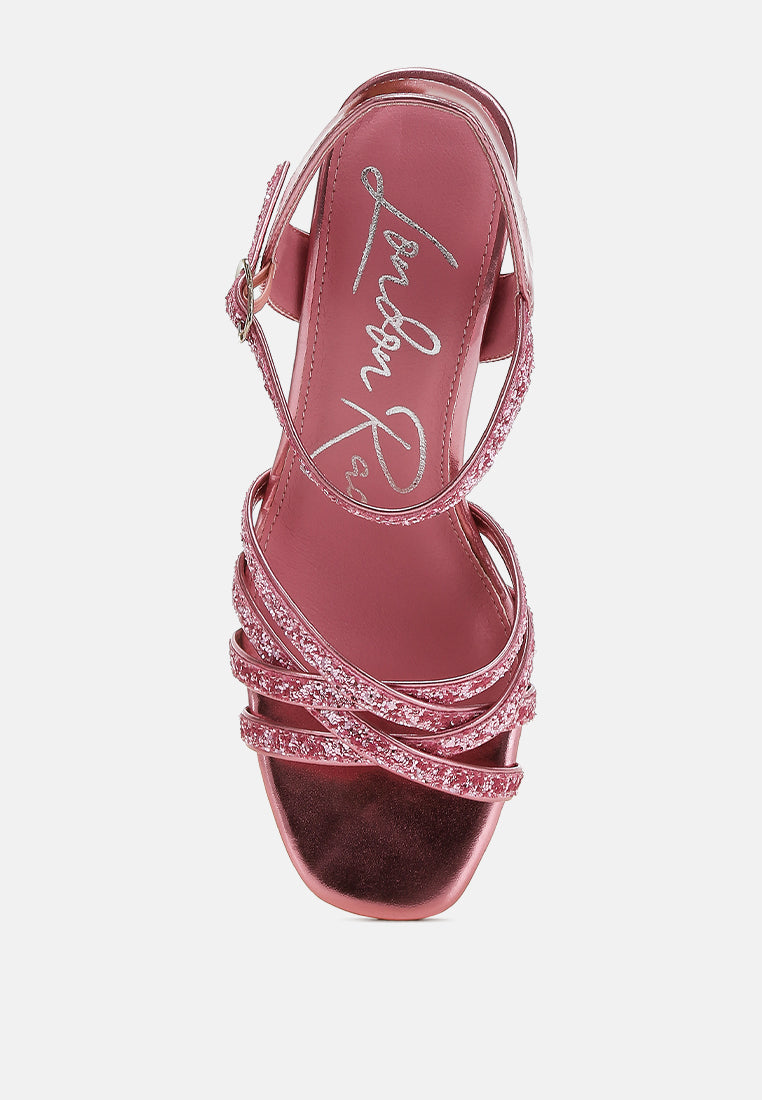Sparks Fly Glitter Strappy Block Sandals-4