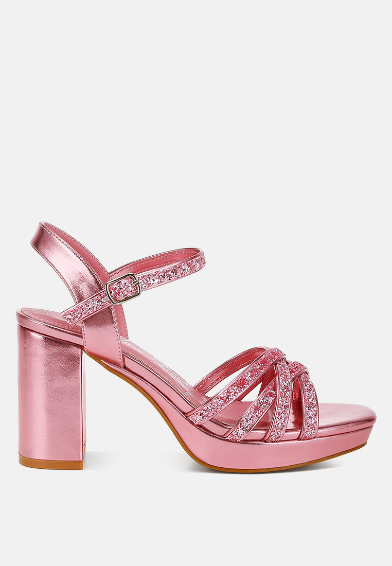 Sparks Fly Glitter Strappy Block Sandals-0