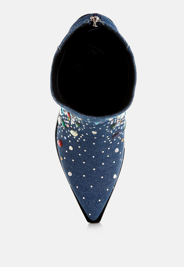 Starlit Multi Color Stones Embellished Boots-2