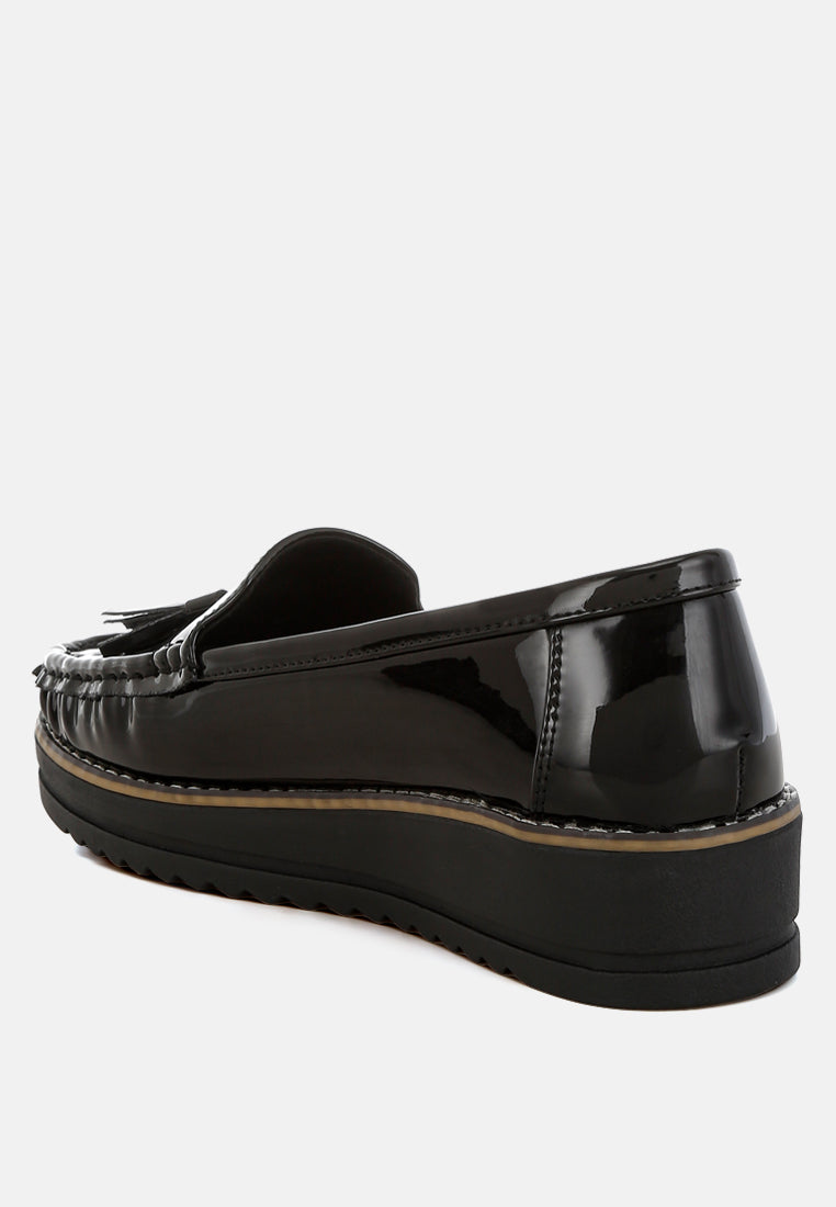 Strelka Tassel Detail Flatform Loafers-2