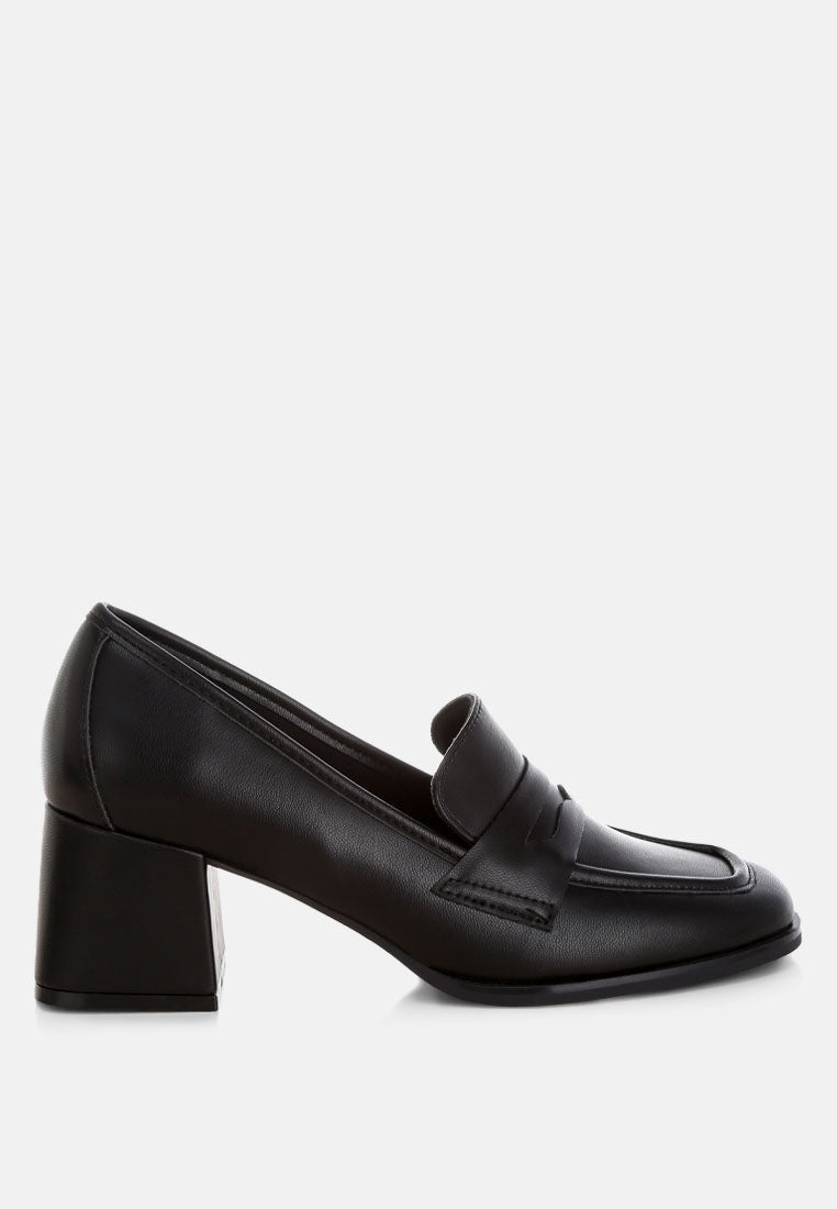 Sutapa Penny Strap Flared Block Heel Loafers-0