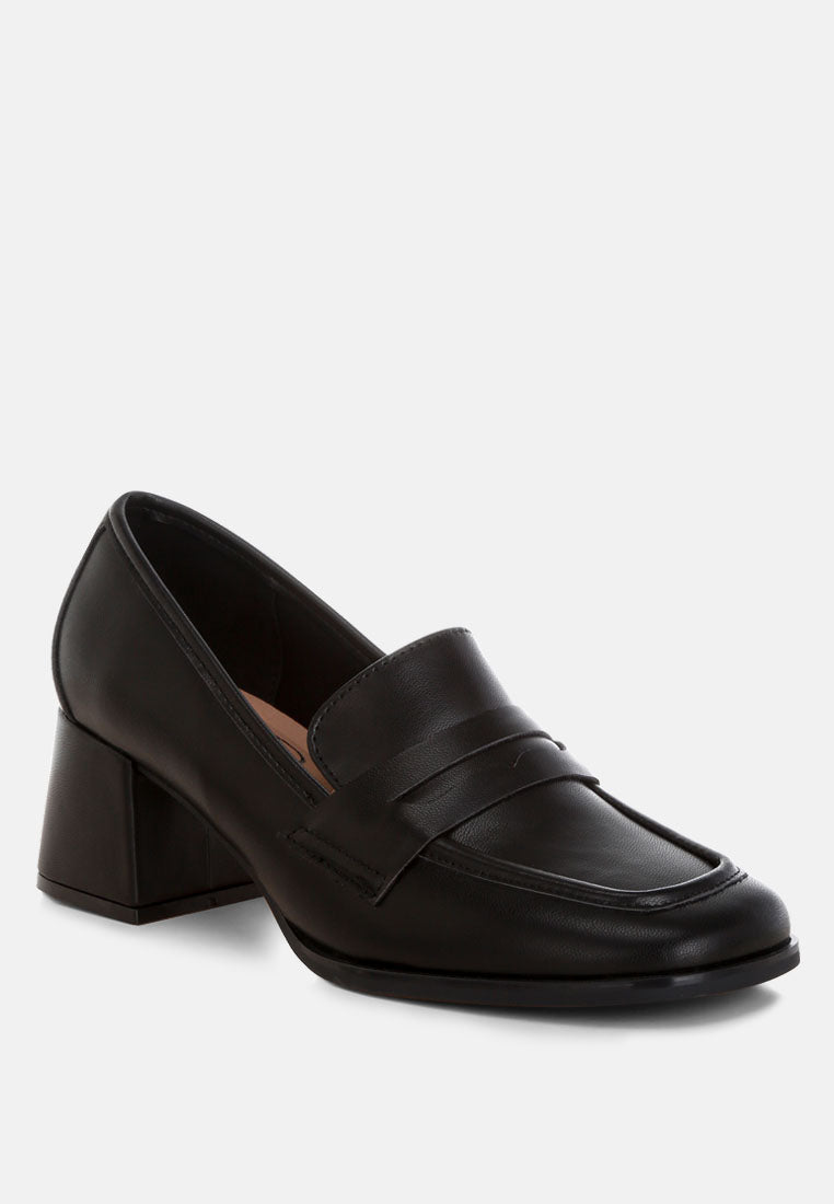 Sutapa Penny Strap Flared Block Heel Loafers-2