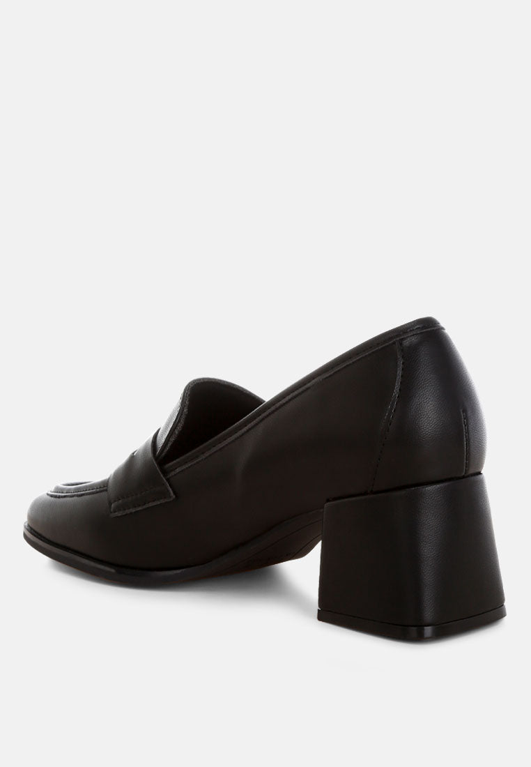 Sutapa Penny Strap Flared Block Heel Loafers-3