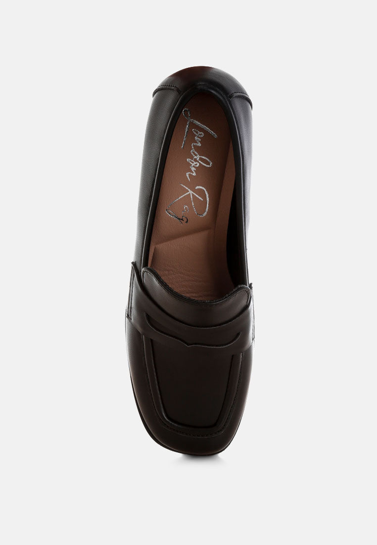 Sutapa Penny Strap Flared Block Heel Loafers-4