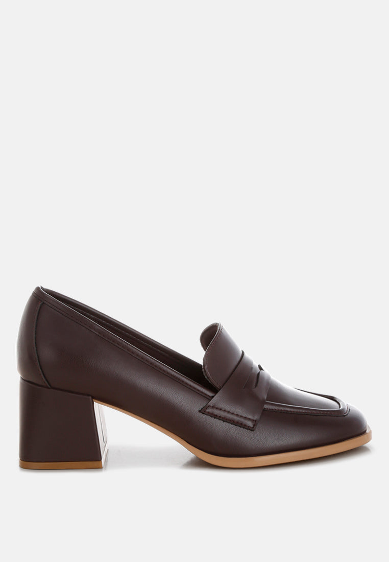 Sutapa Penny Strap Flared Block Heel Loafers-5