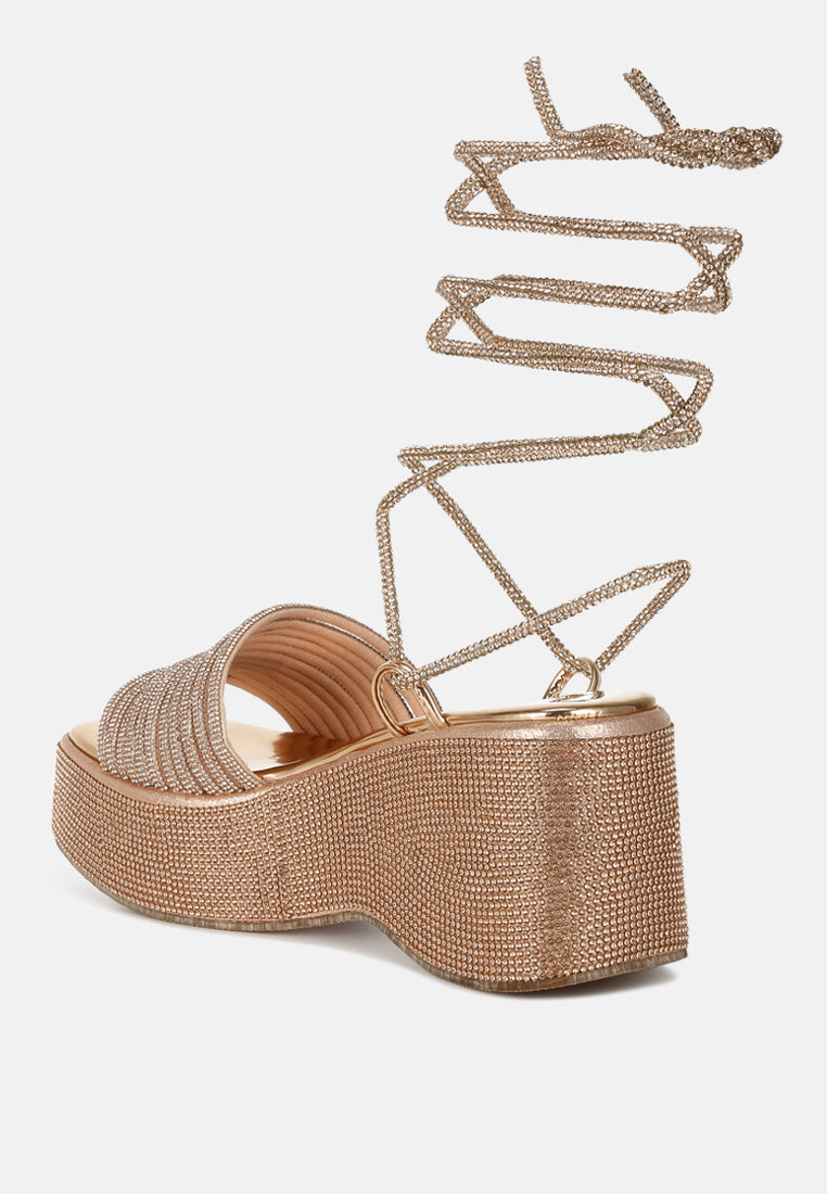 Swifties Rhinestone Embellished Lace-Up Sandals-4