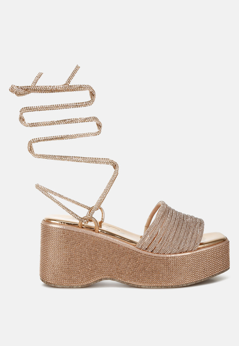 Swifties Rhinestone Embellished Lace-Up Sandals-1