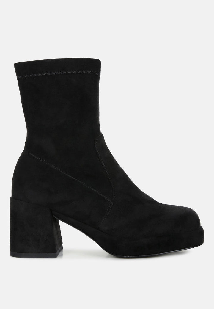 Two-Cubes Suede Platform Ankle Boots-5