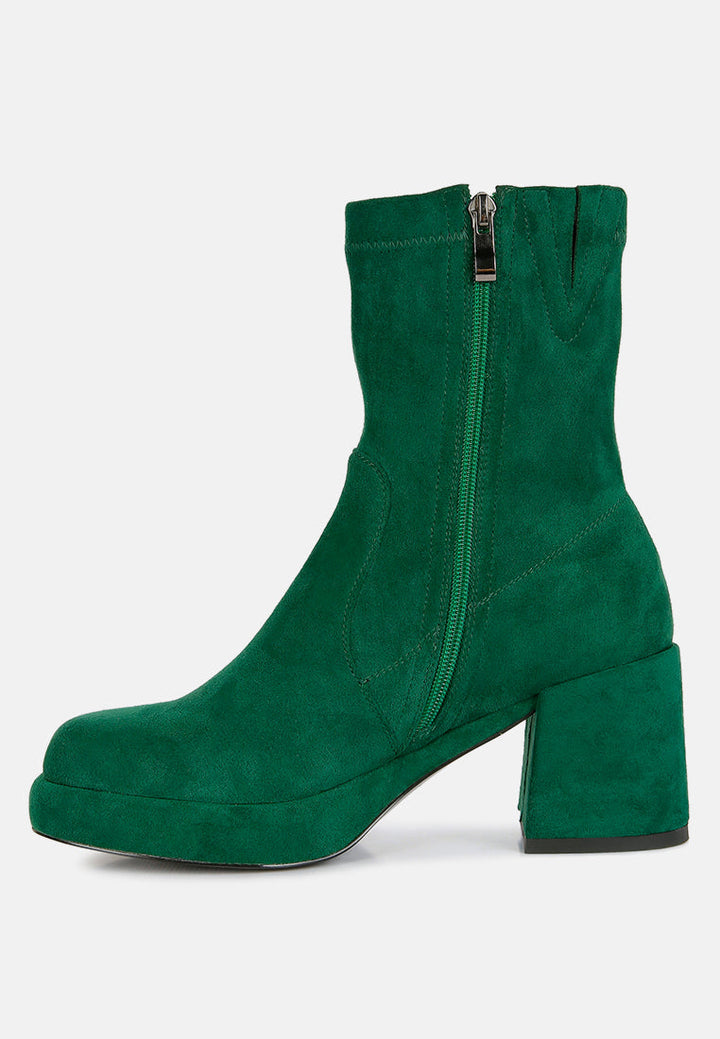 Two-Cubes Suede Platform Ankle Boots-2