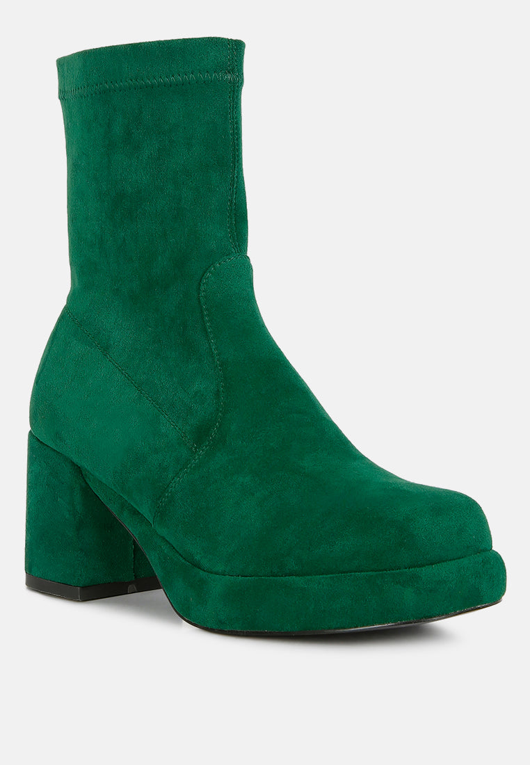 Two-Cubes Suede Platform Ankle Boots-1