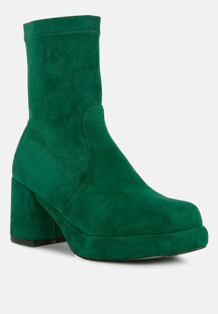 Two-Cubes Suede Platform Ankle Boots-1