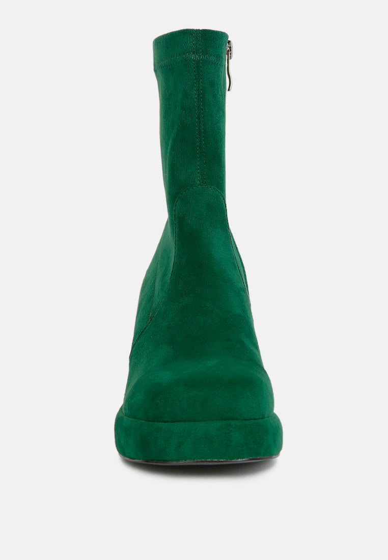 Two-Cubes Suede Platform Ankle Boots-3