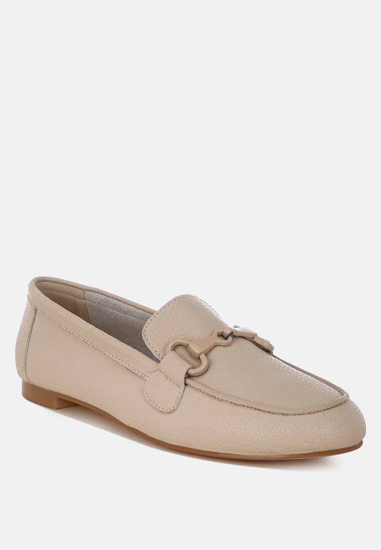 Taranis Monochromatic Horsebit Real Leather Loafers-1