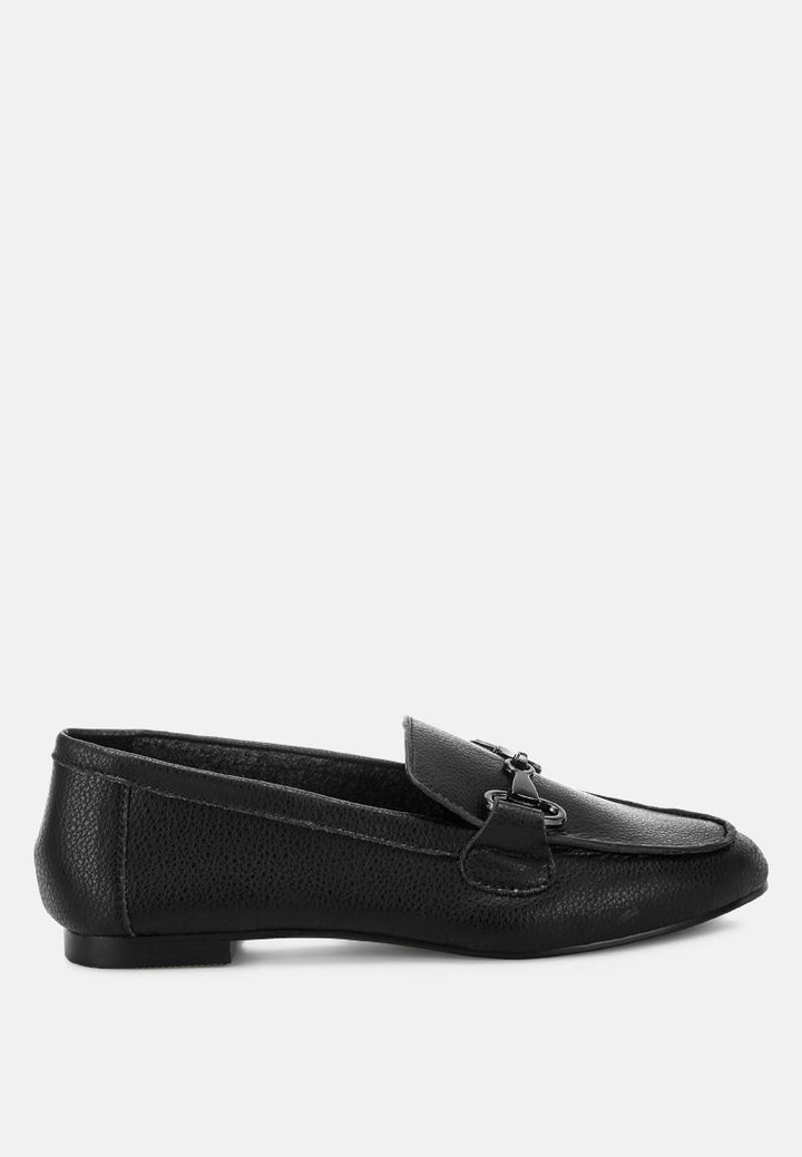 Taranis Monochromatic Horsebit Real Leather Loafers-6
