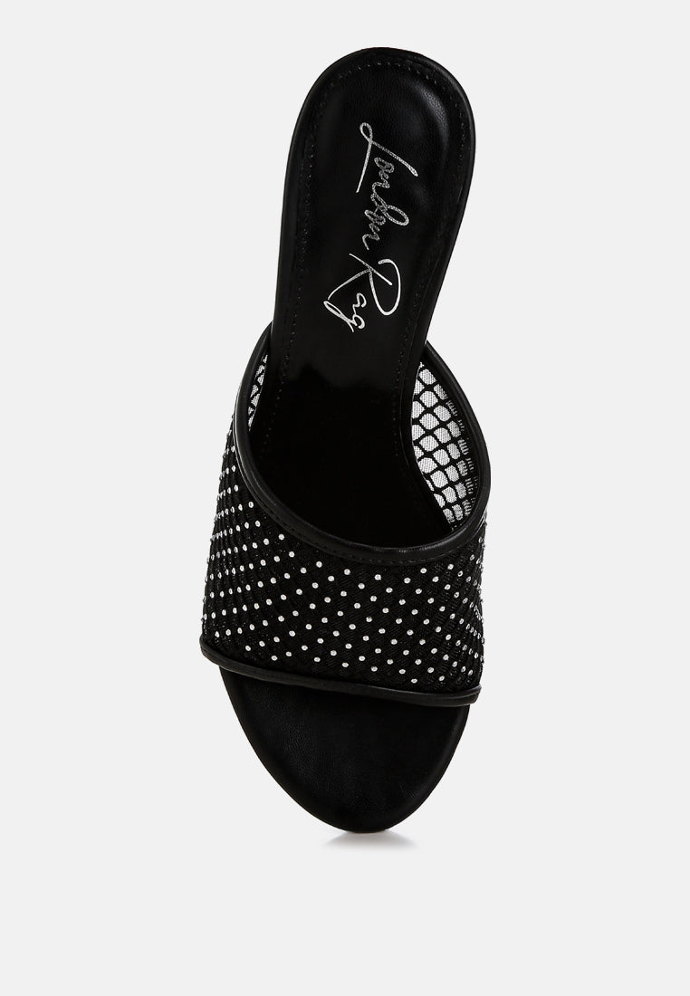 Tempra Mesh Clear Heel Wedge Sandals-3