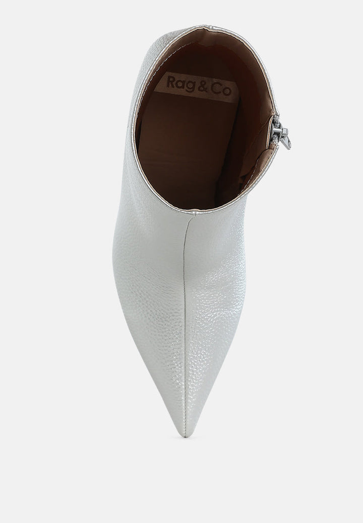 Tentia Metallic Pleather Spool Heel Boots-3
