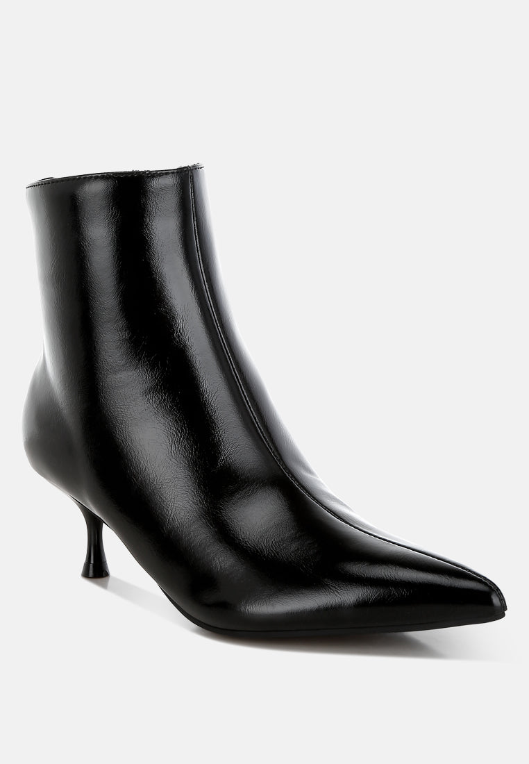 Thymus Faux Leather Kitten Heel Boots-1