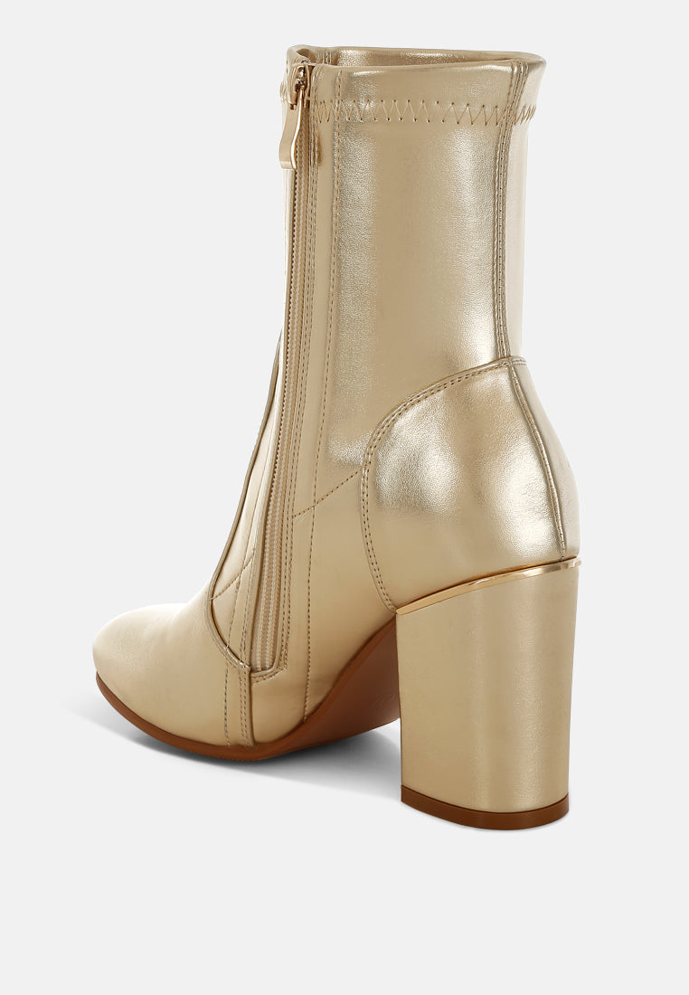 Tirana Metallic Pleather Sock Boots-2