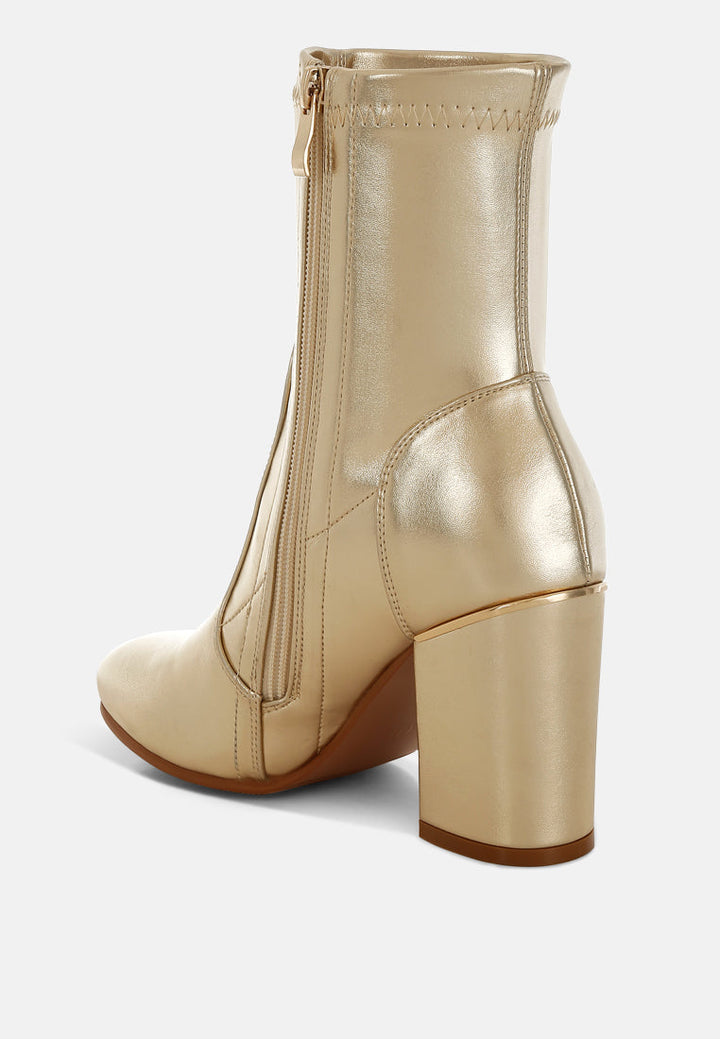 Tirana Metallic Pleather Sock Boots-2