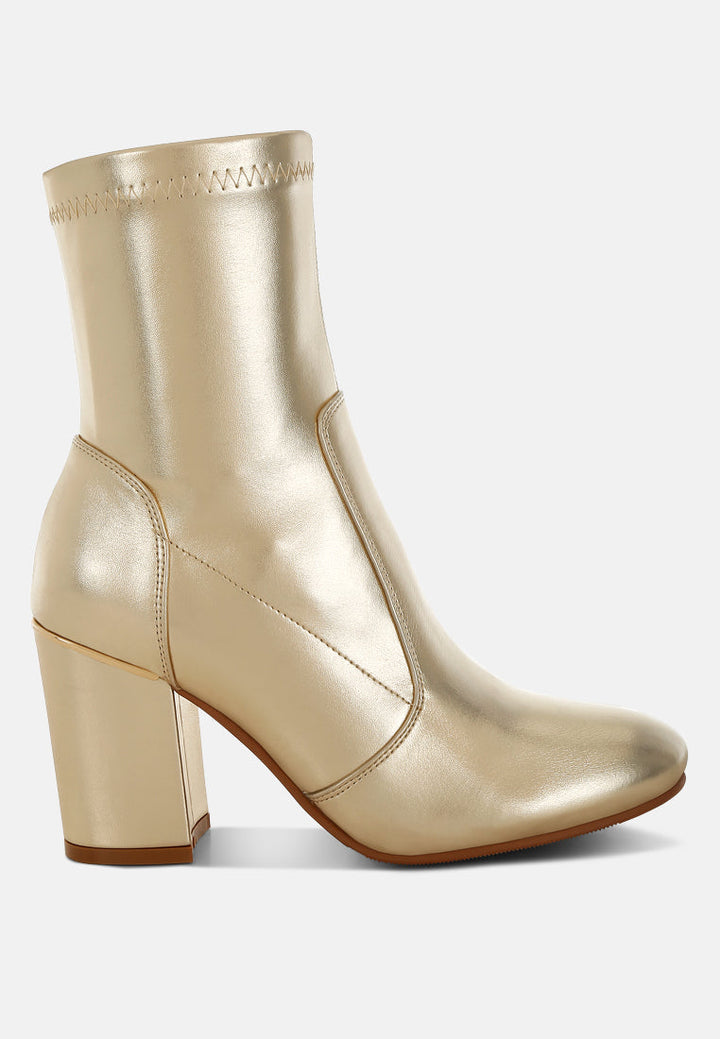 Tirana Metallic Pleather Sock Boots-0