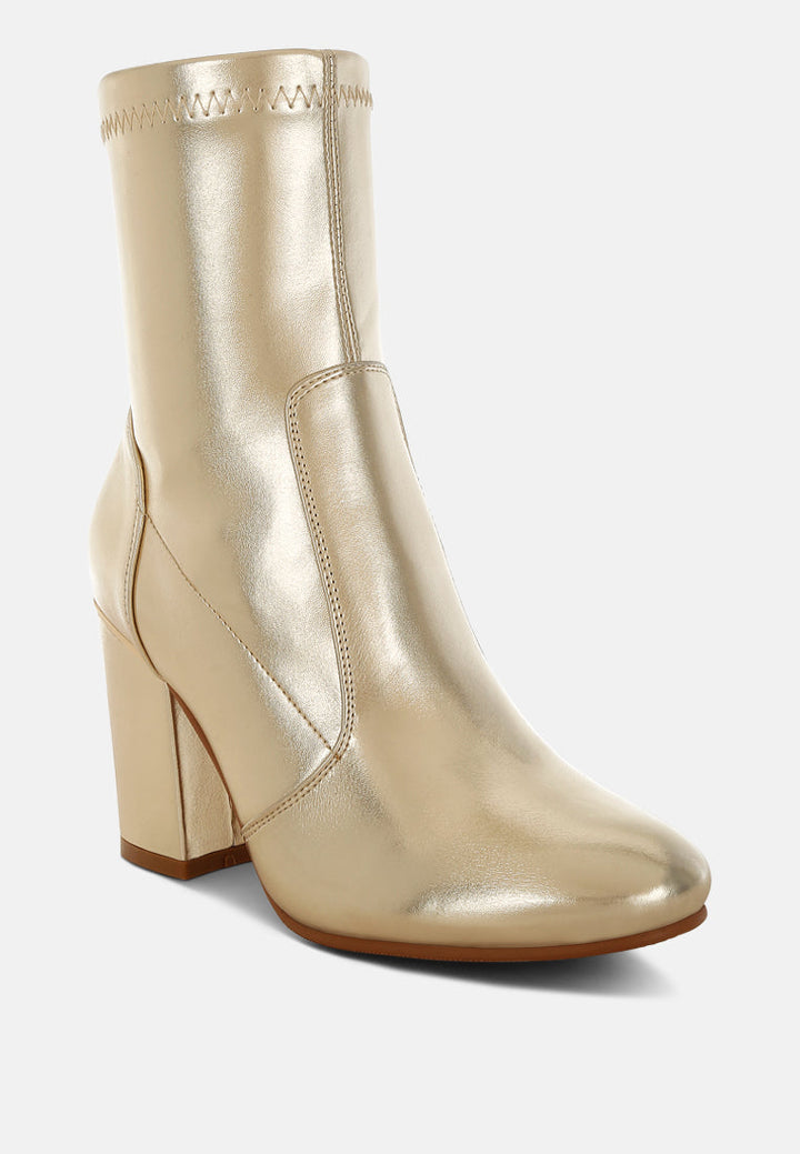 Tirana Metallic Pleather Sock Boots-1