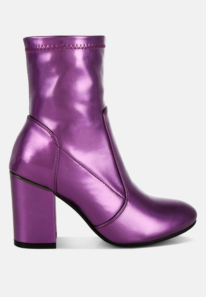 Tirana Metallic Pleather Sock Boots-6