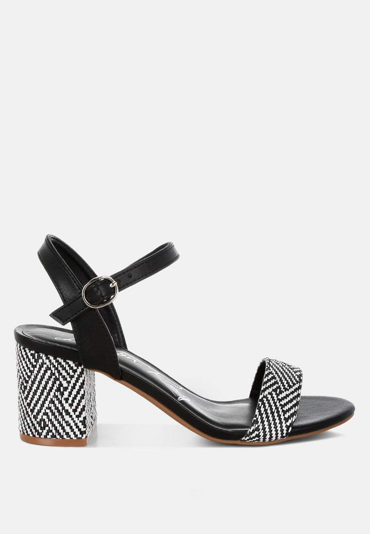 Tulata Raffia Pin Buckle Block Heels-0