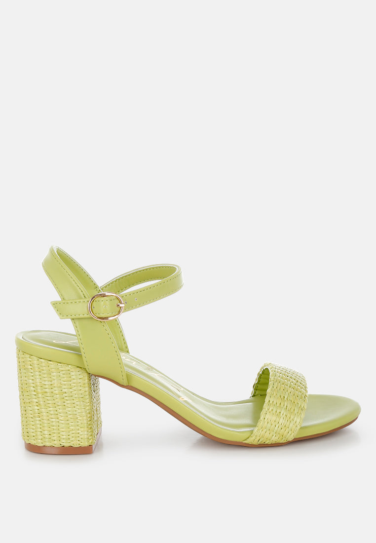 Tulata Raffia Pin Buckle Block Heels-6