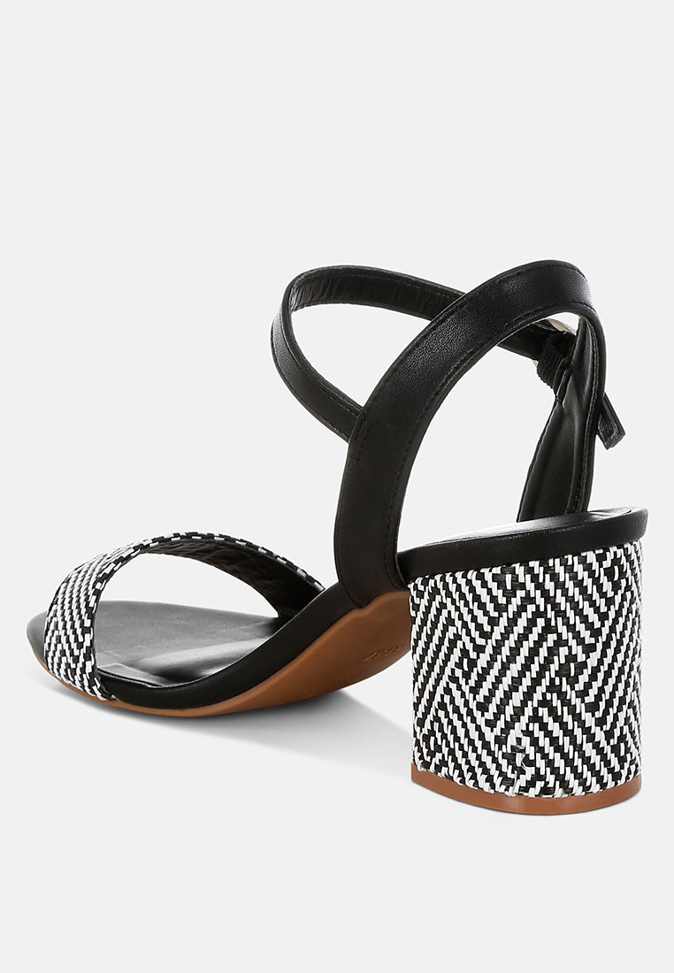 Tulata Raffia Pin Buckle Block Heels-2
