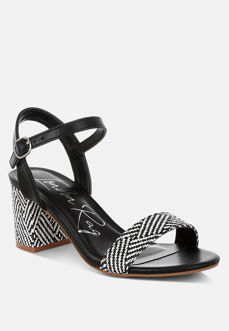 Tulata Raffia Pin Buckle Block Heels-1