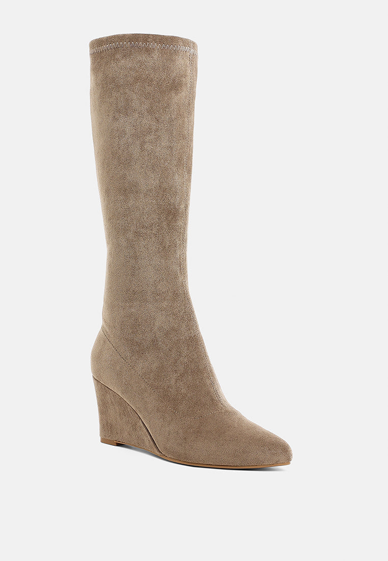 Tulsha Microfiber Wedge Heel Boots-1