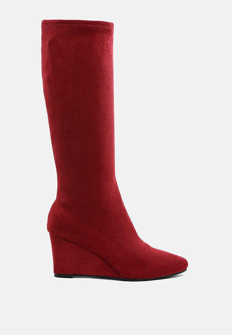 Tulsha Microfiber Wedge Heel Boots-5