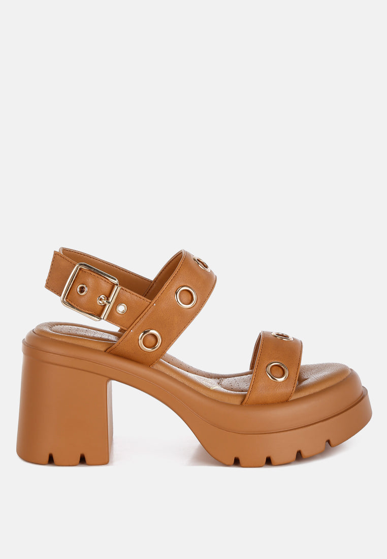 Urla Eyelet Detail Platform Heel Sandals-1