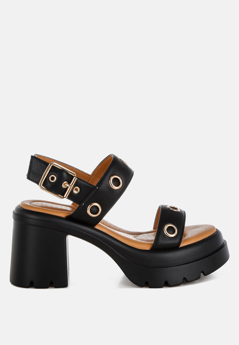Urla Eyelet Detail Platform Heel Sandals-6