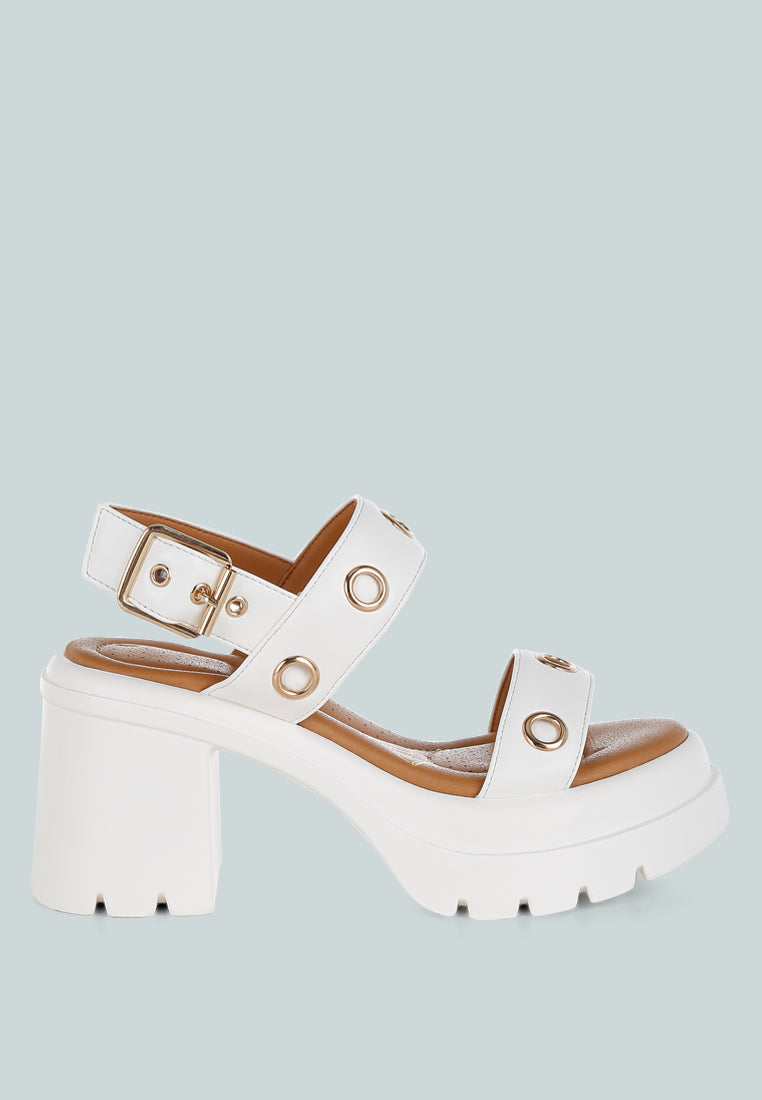 Urla Eyelet Detail Platform Heel Sandals-5