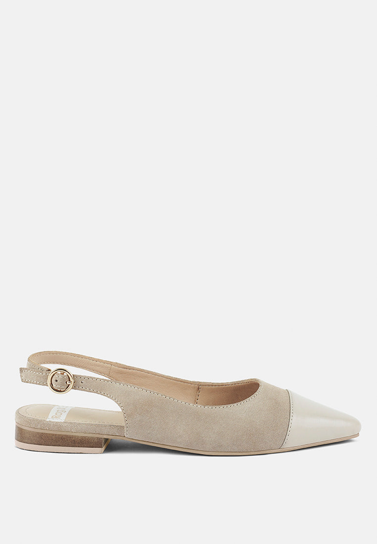 Uwaha Genuine Leather & Real Suede Slingback Flats-0