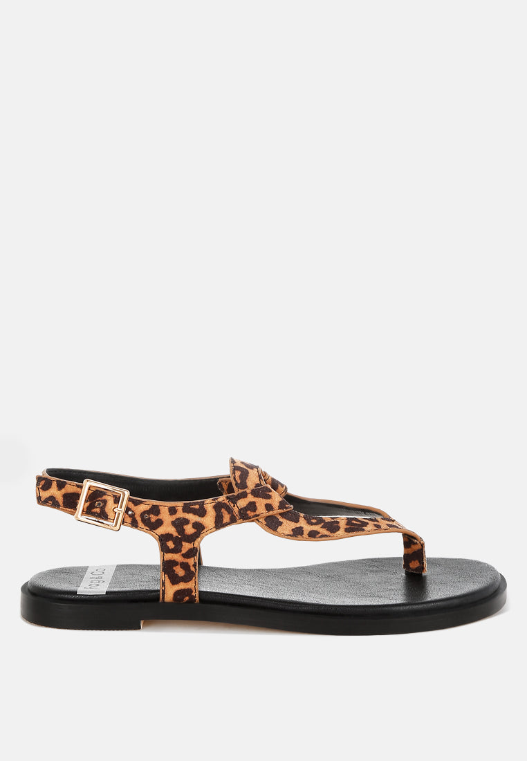 Venusa Leopard Print Buckled Flats-0