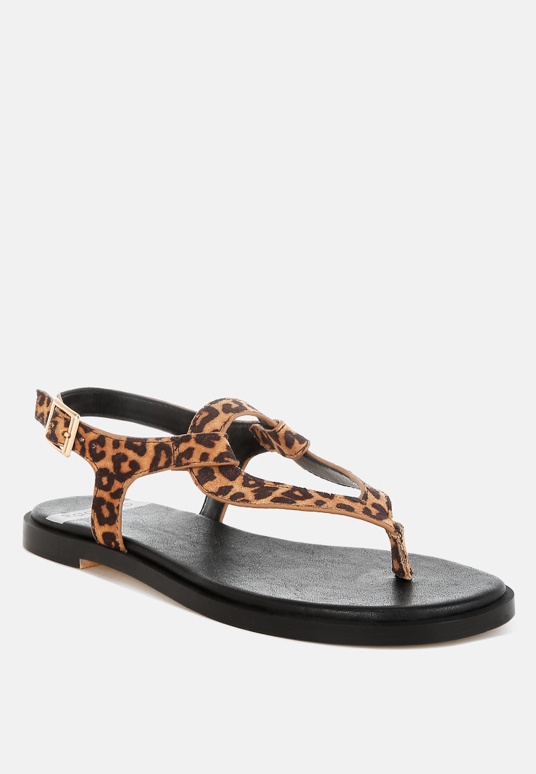 Venusa Leopard Print Buckled Flats-1